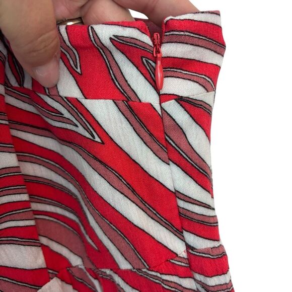 Michael Kors Zebra Square Neck Sleeveless Red Tier Midi Dress XS NWT $175 - Picture 8 of 14